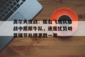 包含高尔夫夜战：陇右飞鹰队鏖战中原犀牛队，速度优势明显细节处理更胜一筹的词条